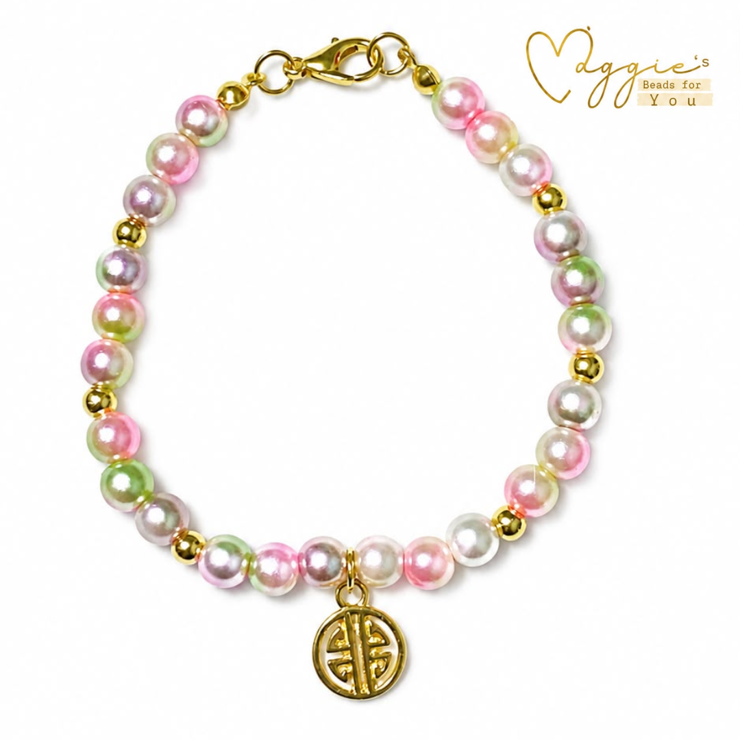Pastel Pearl Charm Bracelet by Maggie's Beads for You