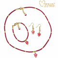Red Star Beaded Jewelry Set by Maggie's Beads for You