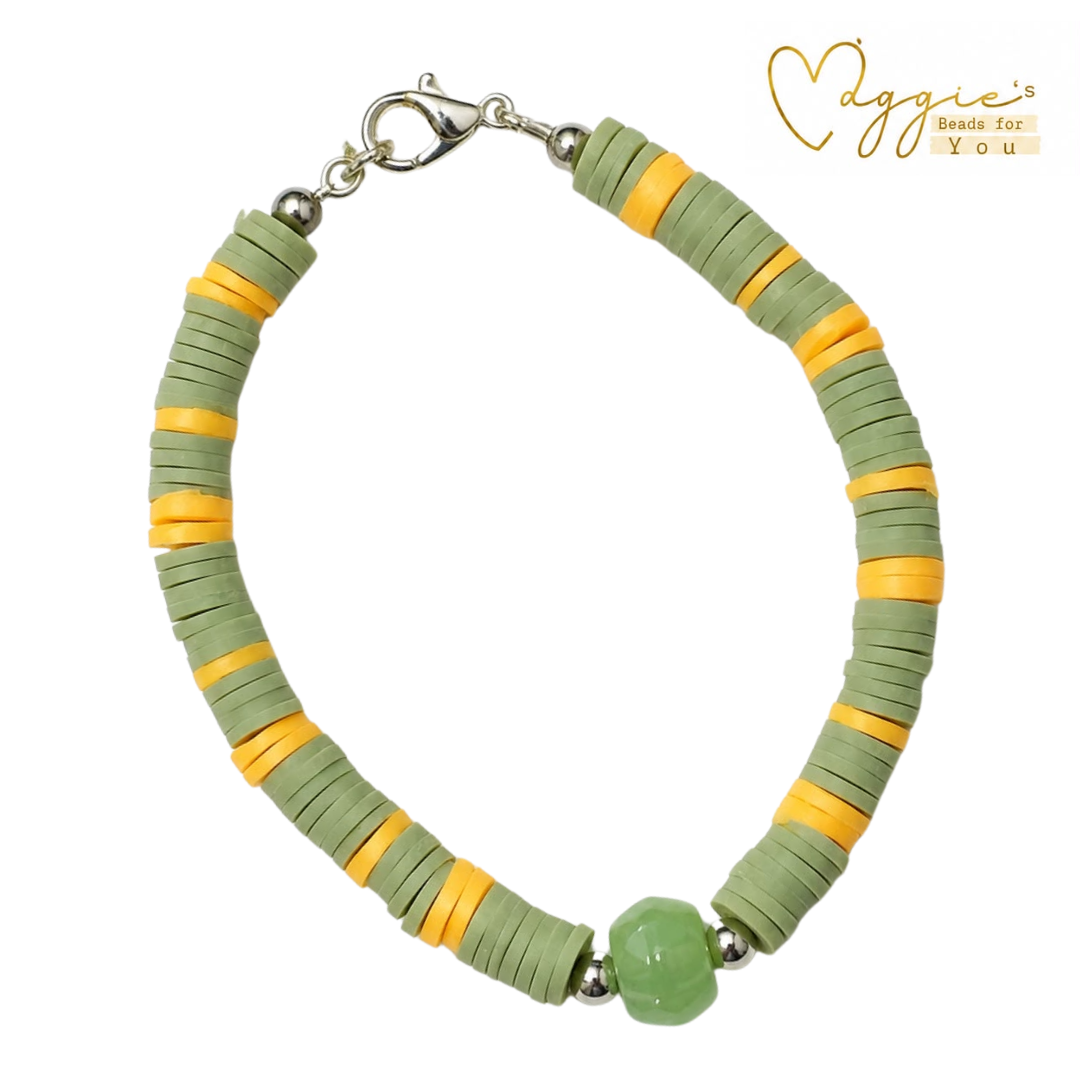 Sage & Sunshine Disc Beaded Bracelet by Maggie's Beads for You