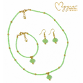 Green Rose Beaded Jewelry Set by Maggie's Beads For You