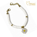 White Daisy Disc Bracelet by Maggie's Beads for You