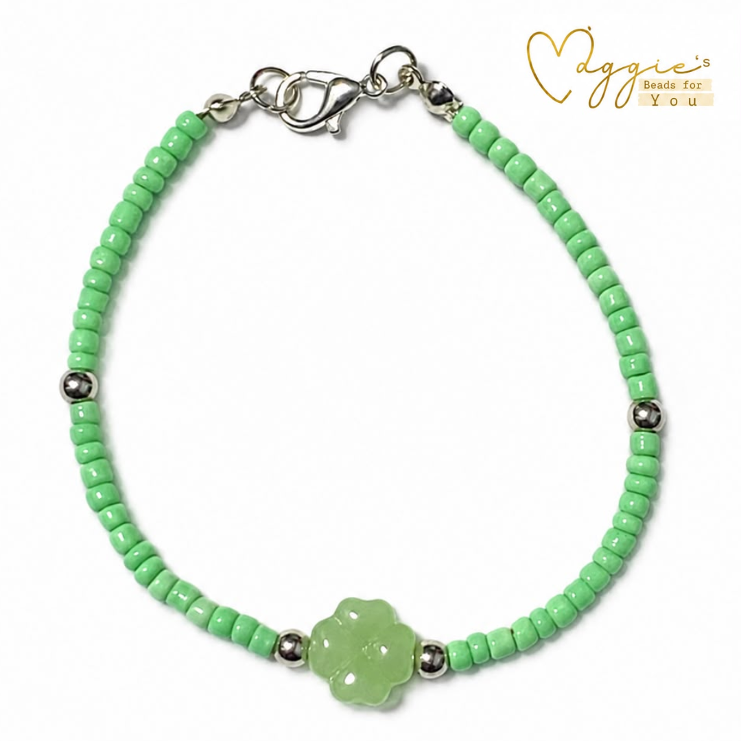 Green Blossom Beaded Bracelet by Maggie's Beads for You
