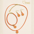Orange Daisy Bloom Jewelry Set by Maggie's Beads for You