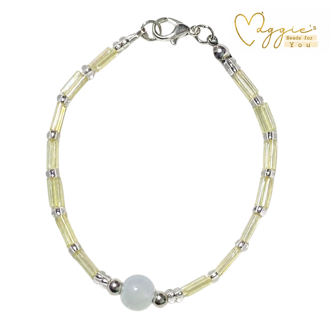 Lemon Crystal Beaded Bracelet by Maggie's Beads for You