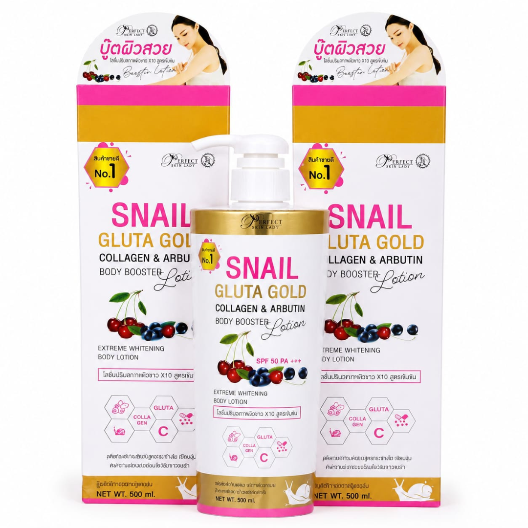Perfect Skin Lady Snail Gluta Gold Collagen & Arbutin Body Booster Lotion SPF 50 PA+++ – 500ml