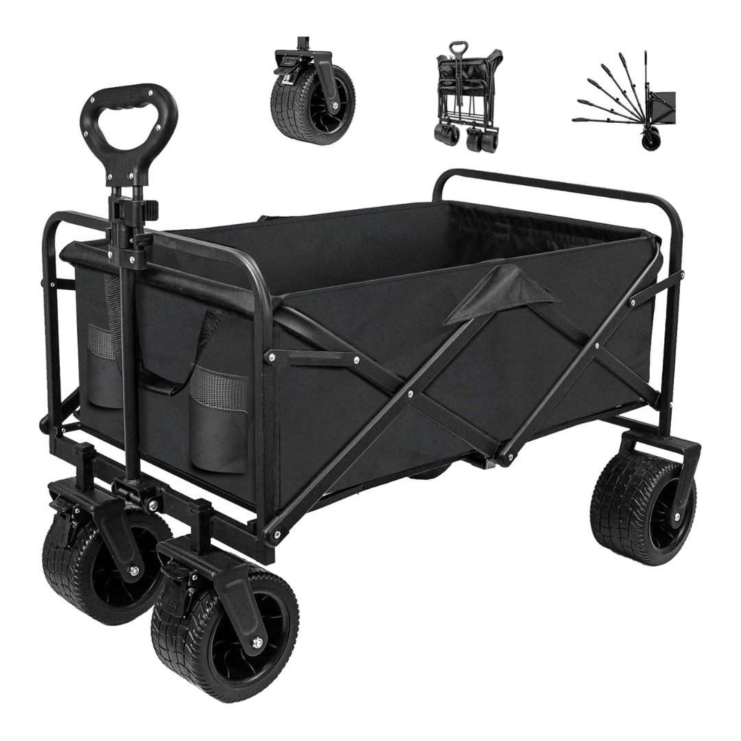Collapsible Foldable Utility Wagon – Heavy-Duty All-Terrain Cart for Outdoor, Beach, Camping, Grocery & Travel