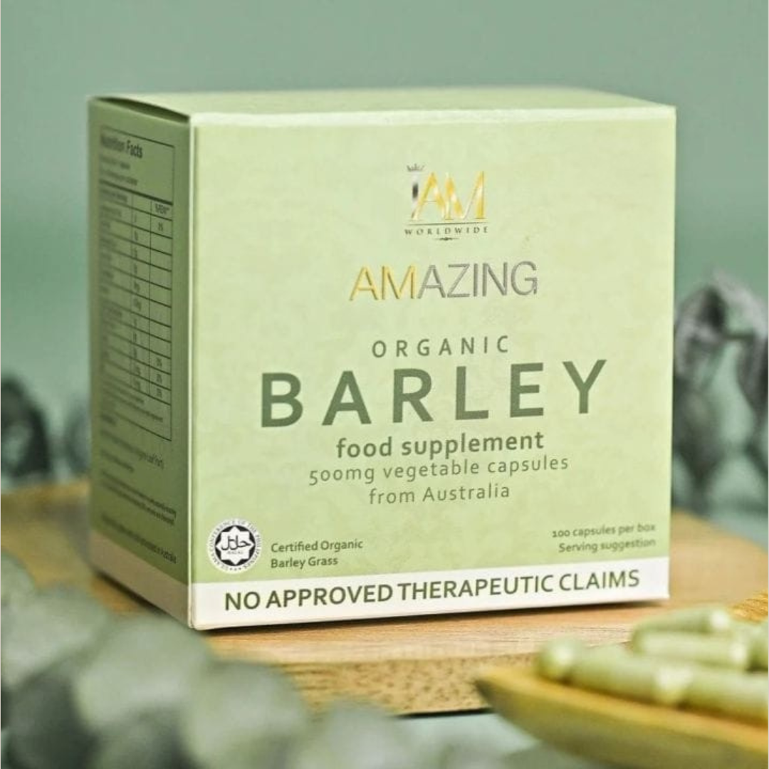 IAM Amazing Organic Barley Caps – 100 Vegetable Caps