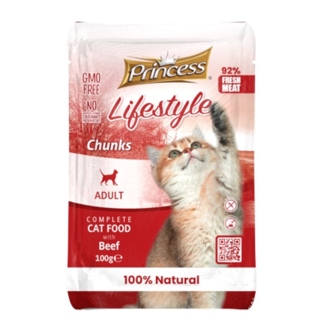 Princess Lifestyle Chunks Wet Food for Adult Cats - 100g pouch