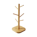 Wooden Cup and Mug Stand, Coffee Tea Cup Holder with 6 Hooks - 16X16X34cm