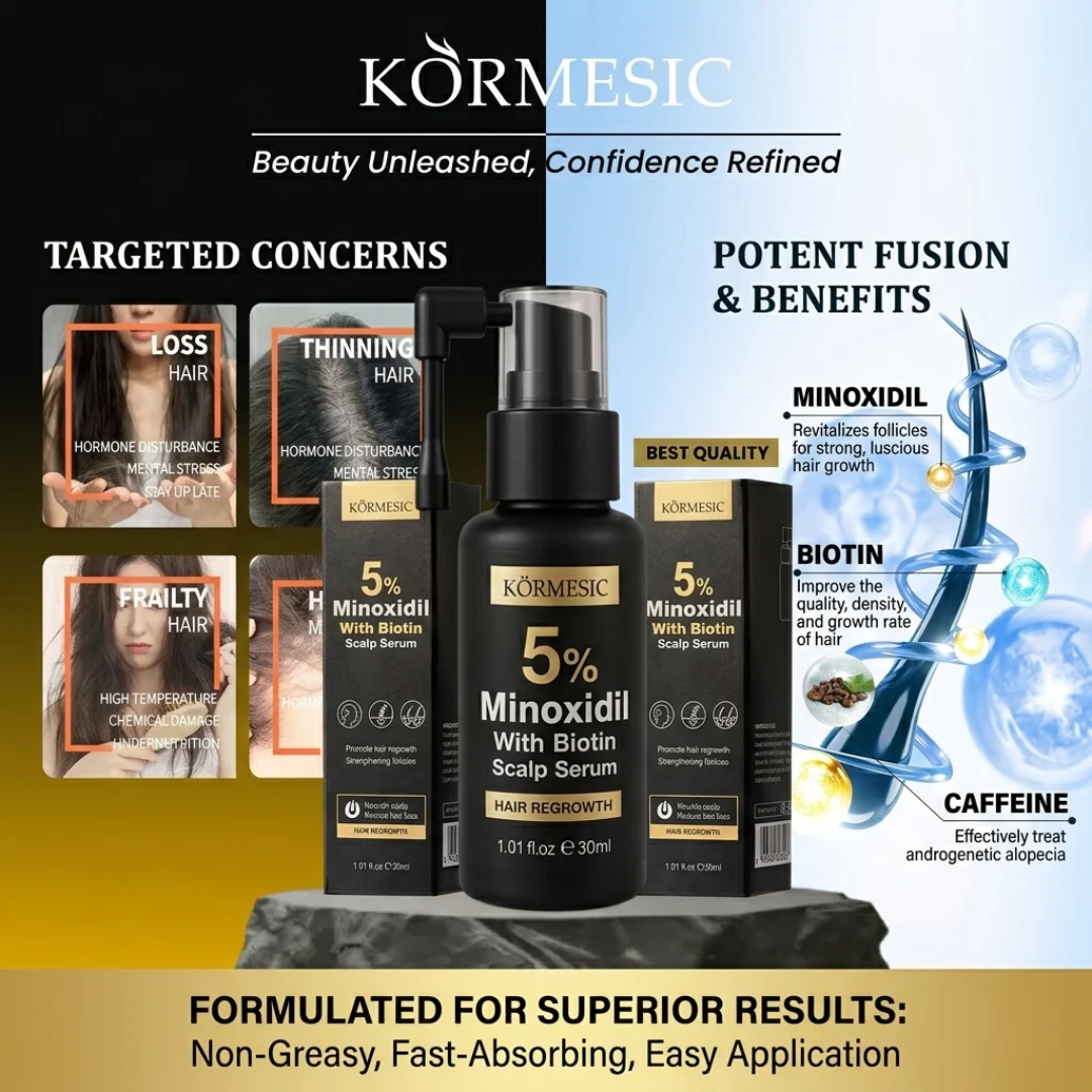 KORMESIC 5% Minoxidil with Biotin Scalp Serum – 30mL