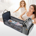 Baby Diaper Bag & Portable Bed – Multi-Function Foldable Mummy Backpack with Changing Station
