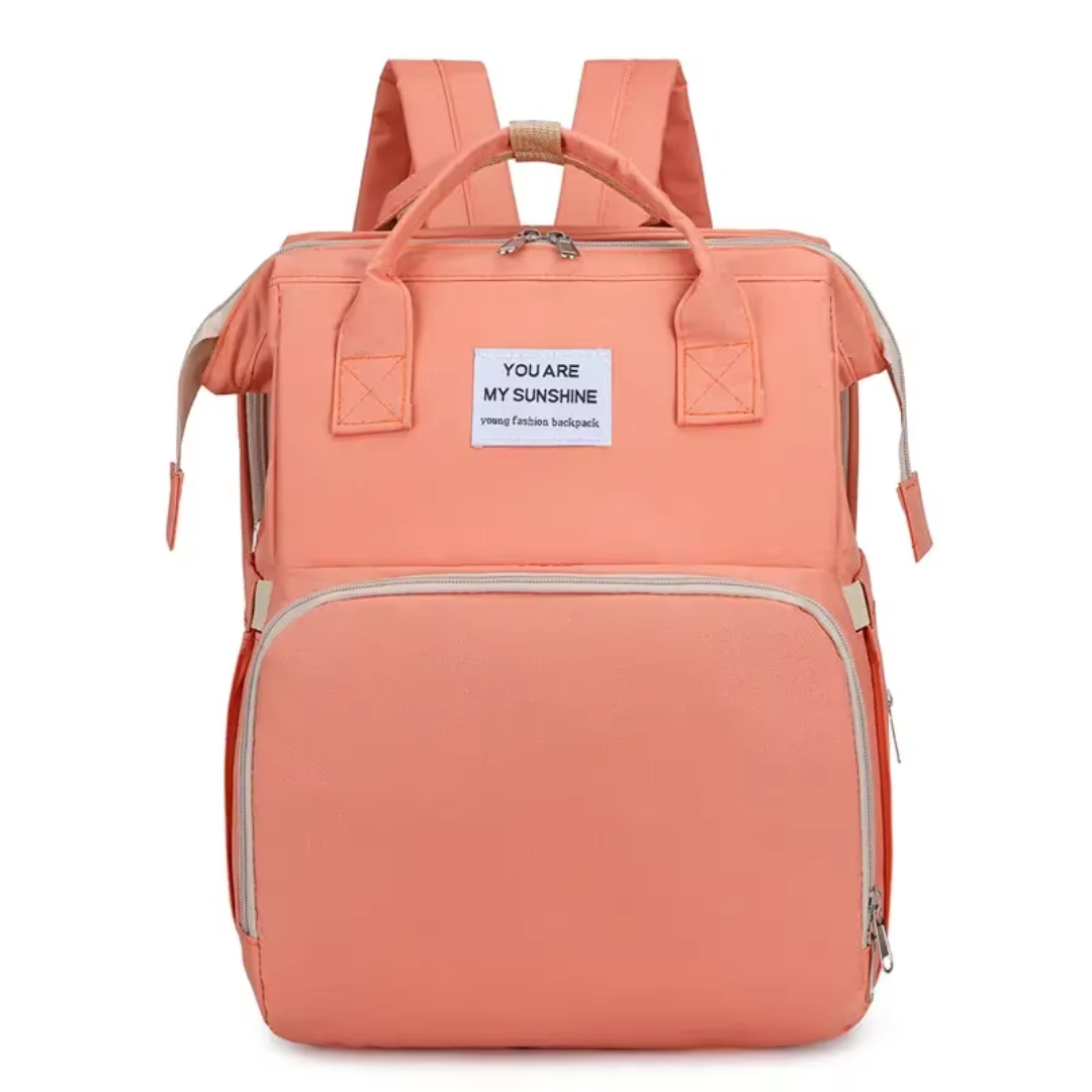 Baby Diaper Bag & Portable Bed – Multi-Function Foldable Mummy Backpack with Changing Station