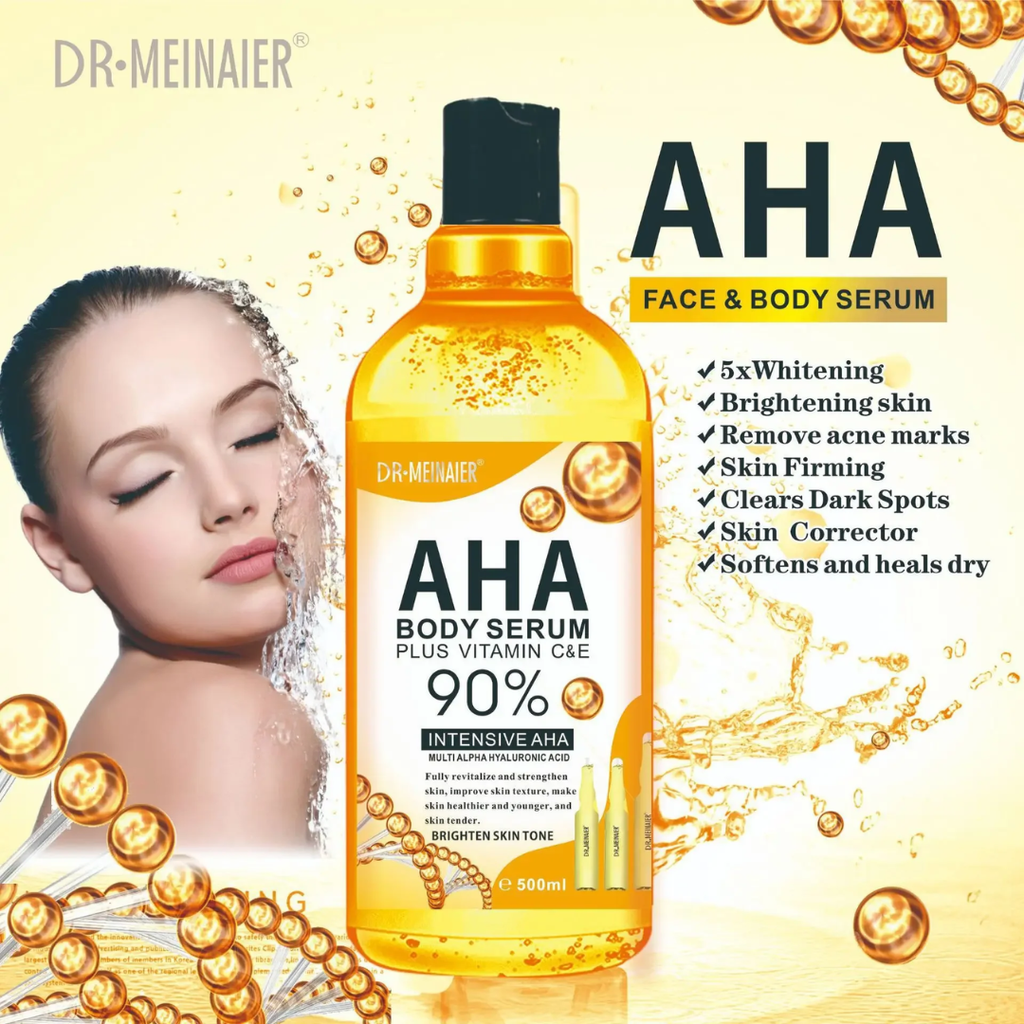 Dr. Meinaier 90% Intensive AHA Body Serum with Vitamin C & E 500ml | Brightening & Hydrating Body Serum