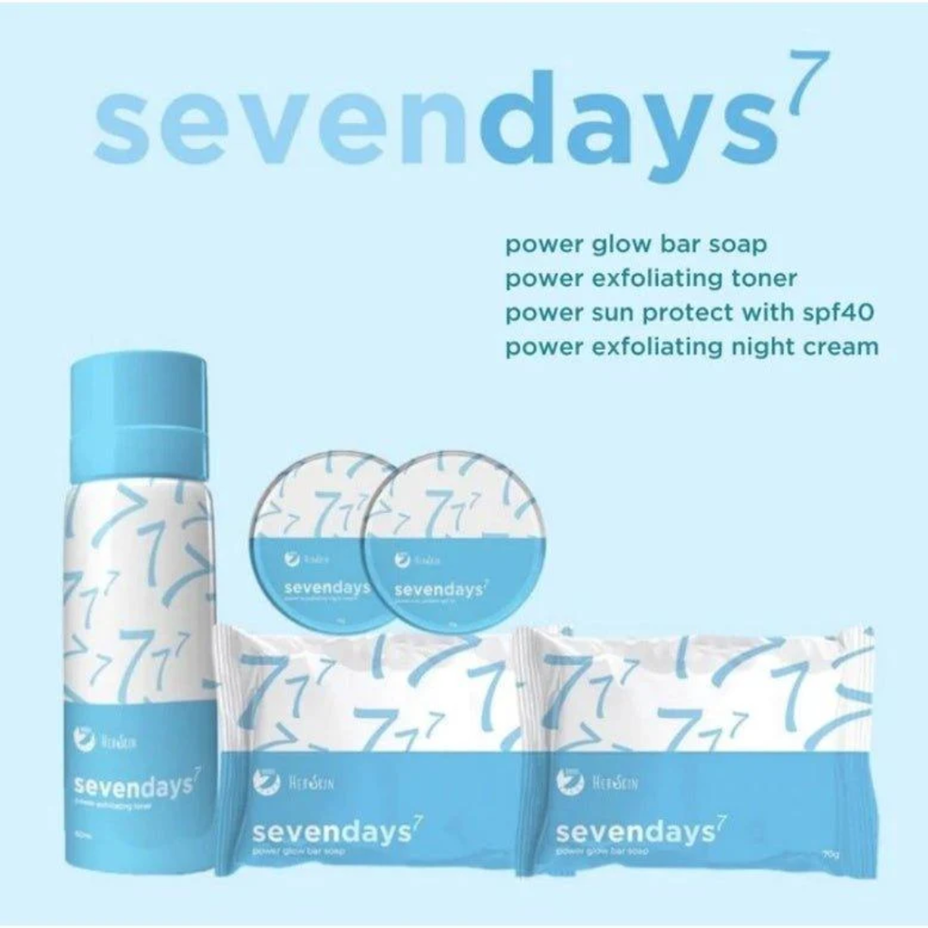SevenDays Power Rejuvenating Set | AHA & BHA Exfoliating Skincare Set with SPF 40 by HerSkin