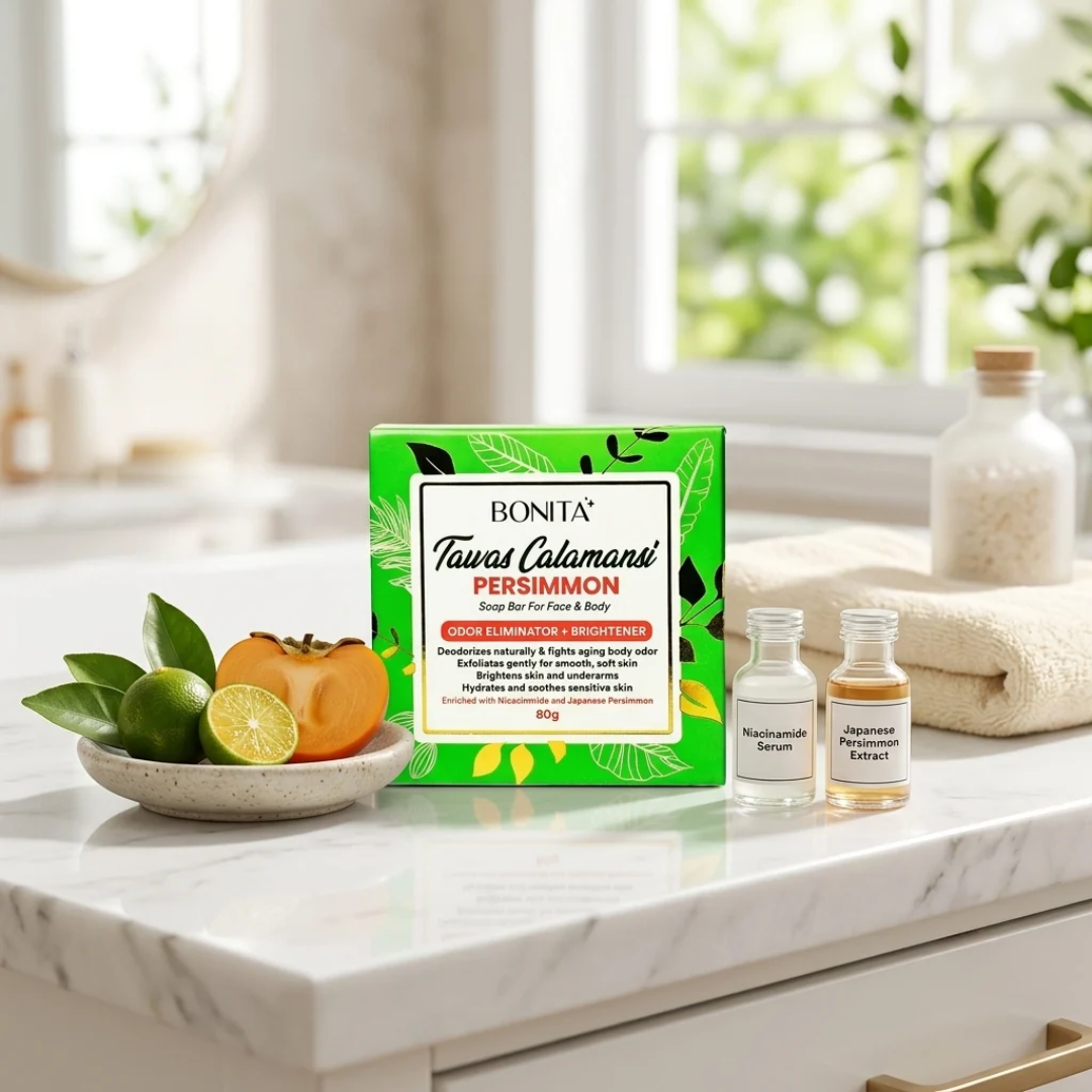 BONITA Tawas Calamansi Persimmon Soap 80g | Brightening Face & Body Soap with Niacinamide