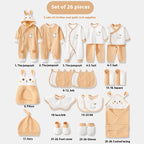 طقم هدايا مكون من 26 قطعة من ملابس ومستلزمات الأطفال - ألوان متعددة