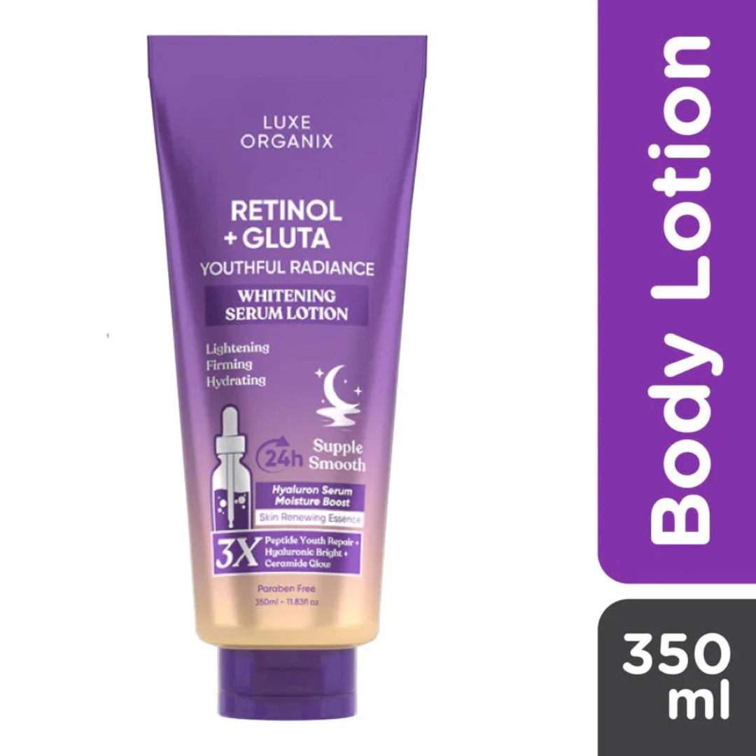 Luxe Organix Retinol + Gluta Youthful Radiance Whitening Serum Lotion - 350ml