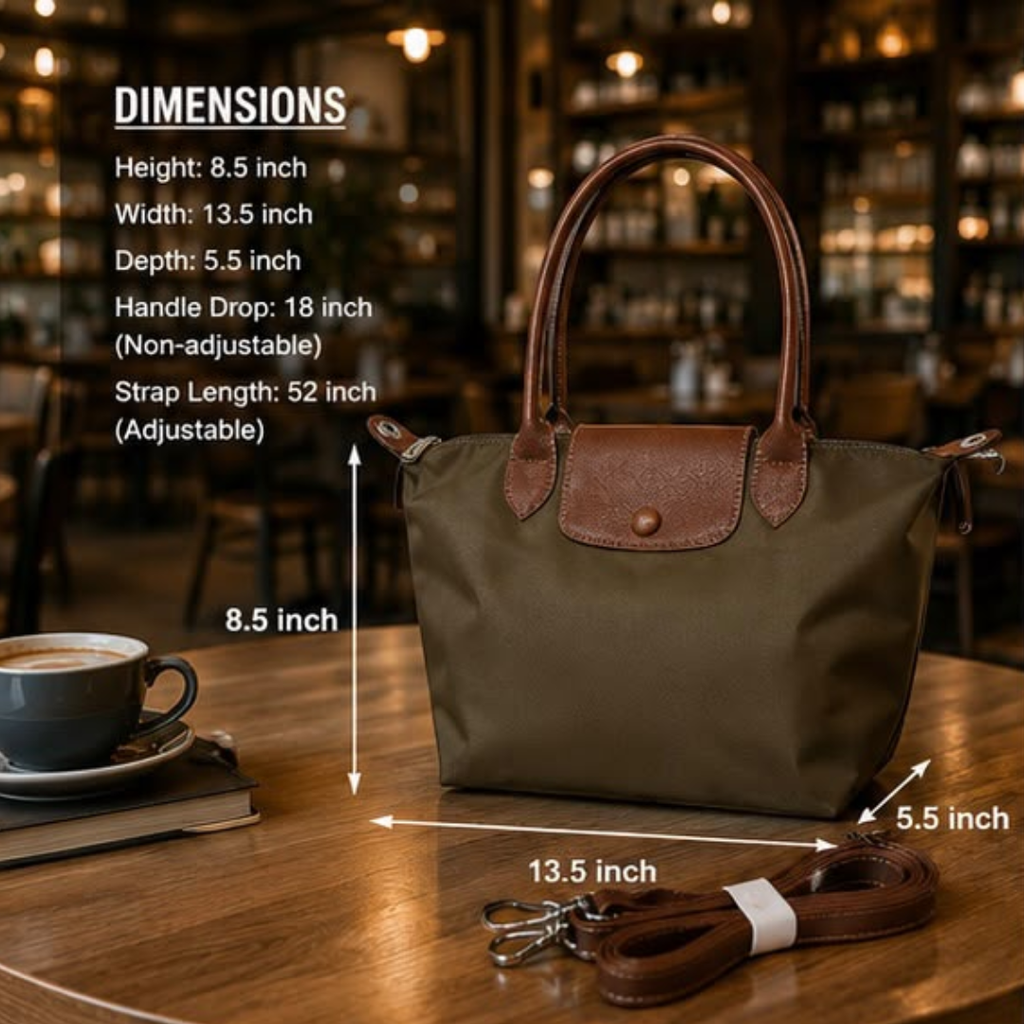 Casual Nylon Tote Bag with Adjustable Strap