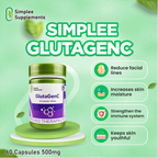 Simplee Supplements GlutaGenC – 500mg Skin Brightening & Antioxidant Capsules (60 Caps)