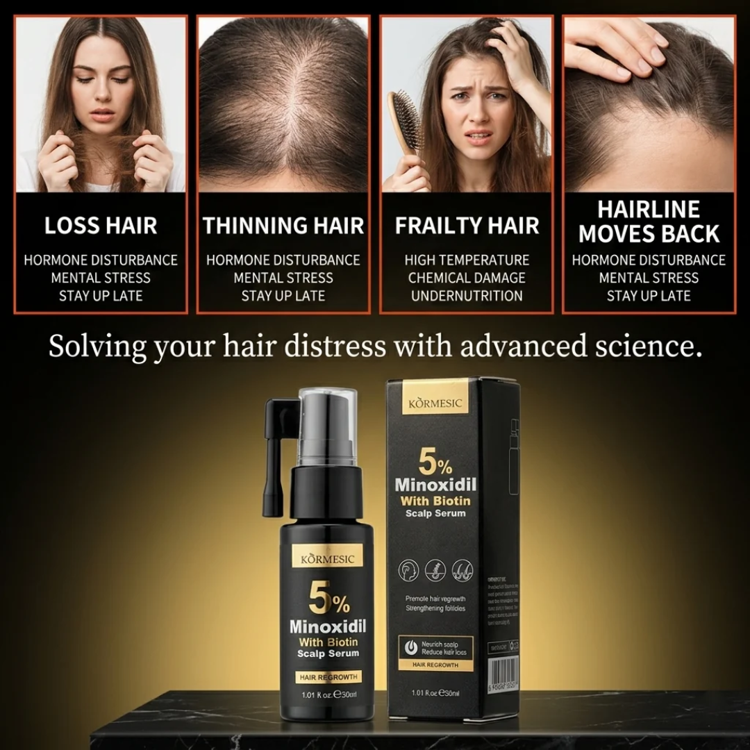 KORMESIC 5% Minoxidil with Biotin Scalp Serum – 30mL