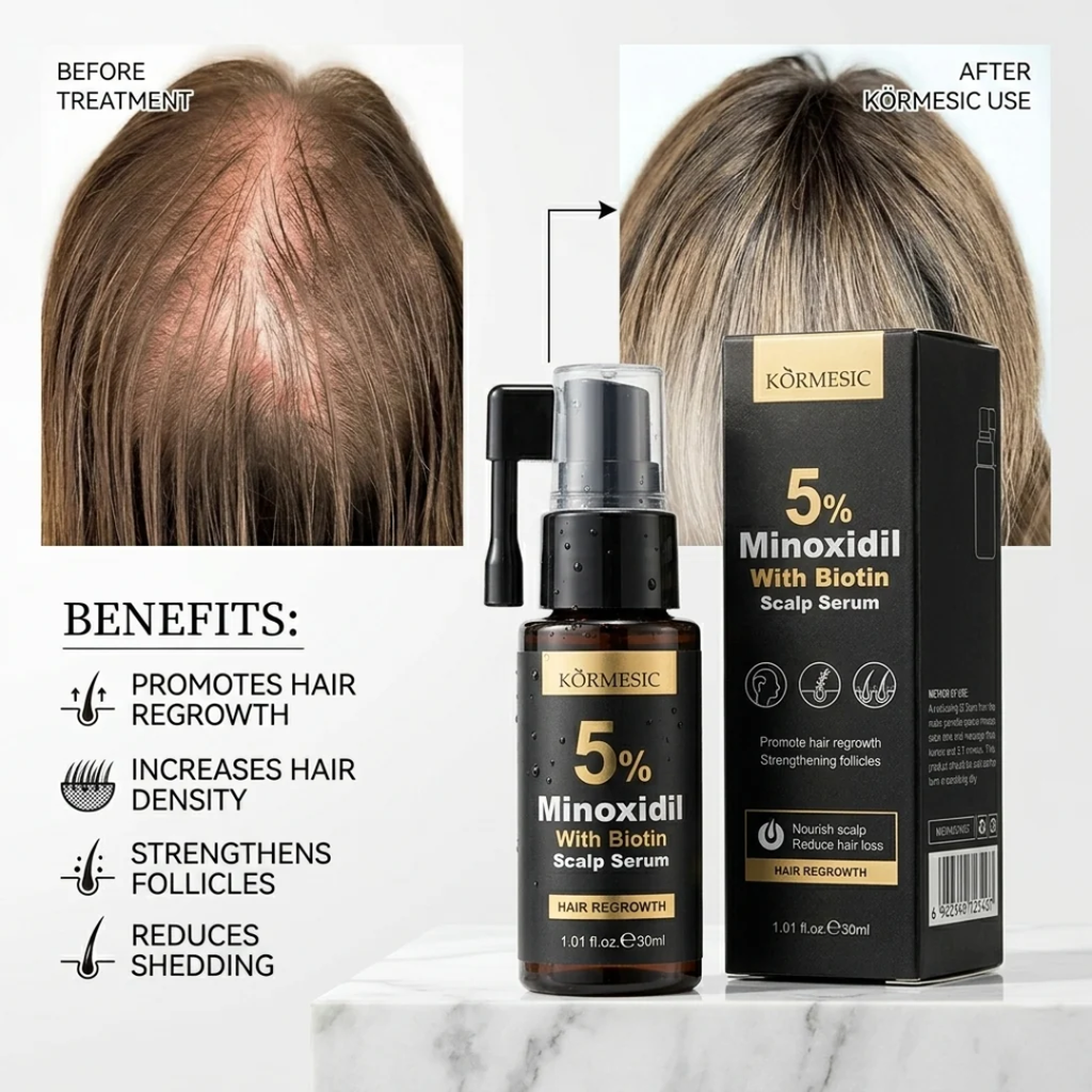 KORMESIC 5% Minoxidil with Biotin Scalp Serum – 30mL