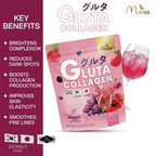 Manee Gluta Collagen Pink Grape Flavor | Glutathione, Marine Collagen & Antioxidant Beauty Drink (30 Sachets)