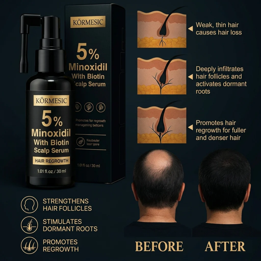 KORMESIC 5% Minoxidil with Biotin Scalp Serum – 30mL