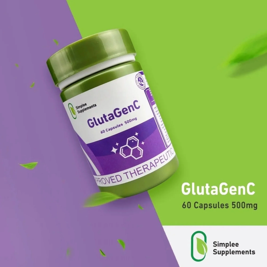 Simplee Supplements GlutaGenC – 500mg Skin Brightening & Antioxidant Capsules (60 Caps)