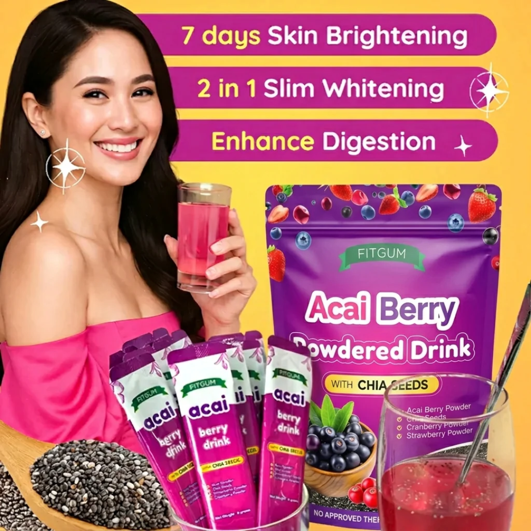Fitgum Acai Berry Powdered Drink with Chia Seeds – 40g (10 Sachets x 4g)