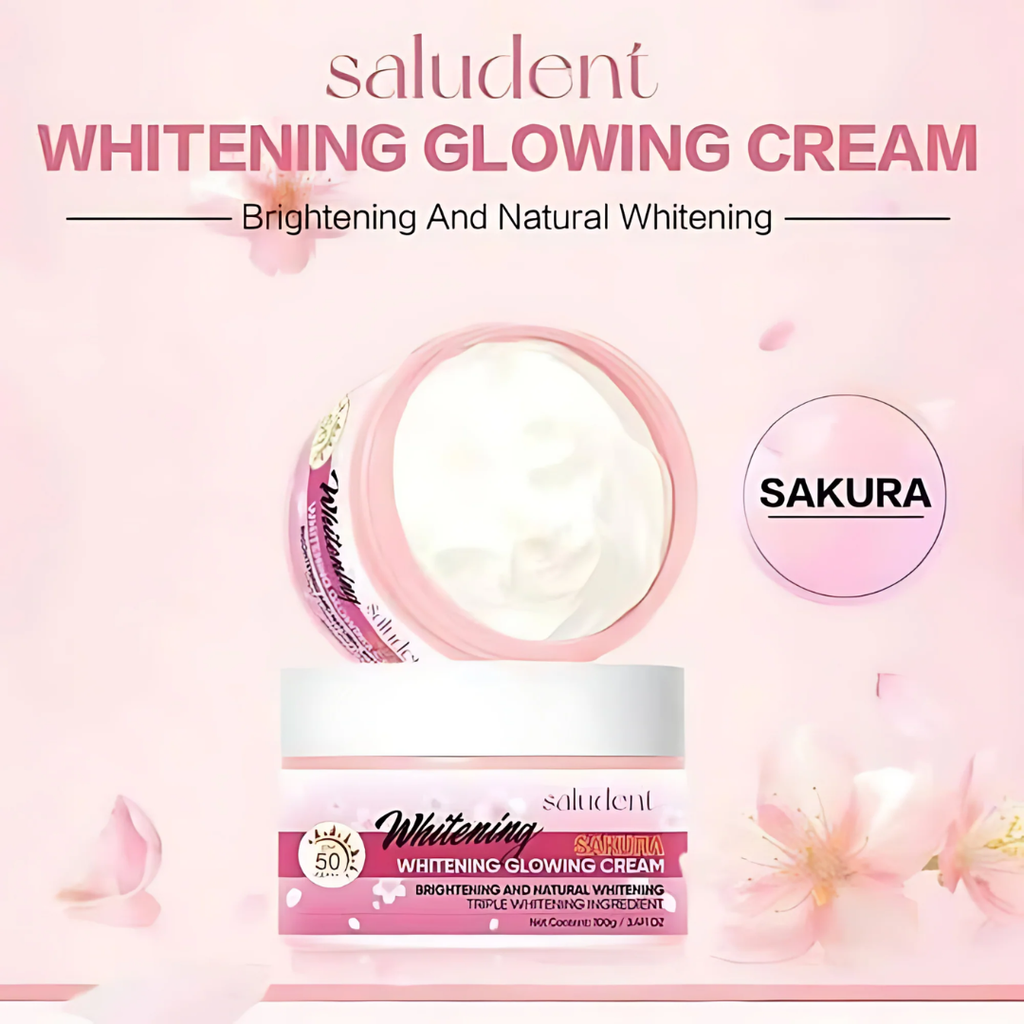 Saludent Brightening Sakura Glowing Cream SPF50 PA+++ 100g | Brightening Moisturizer with Niacinamide, Arbutin & Glutathione