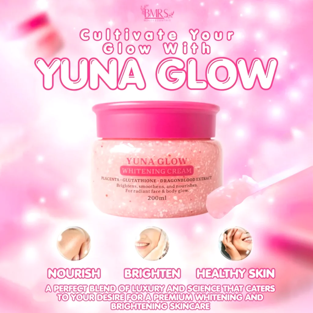 BMRS YUNA Glow Body Cream 200ml | Brightening Moisturizer with Glutathione, Placenta & Dragon Blood Extract