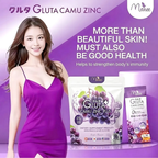 Manee Gluta Camu Zinc Grape Flavor | Glutathione, Collagen & Vitamin C Supplement (20 Sachets)