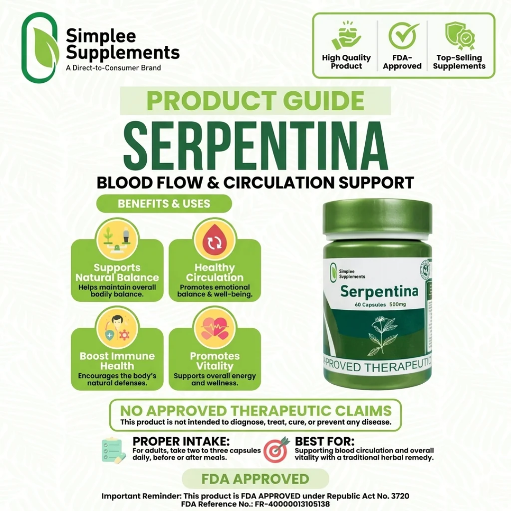 Simplee Supplements Serpentina 500mg – 60 Capsules