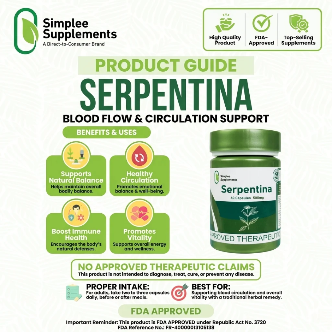Simplee Supplements Serpentina 500mg – 60 Capsules