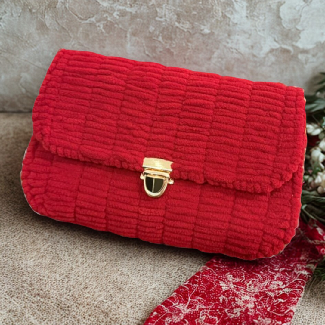 Velvet Solid Yarn Sling Bag by HM Apparels