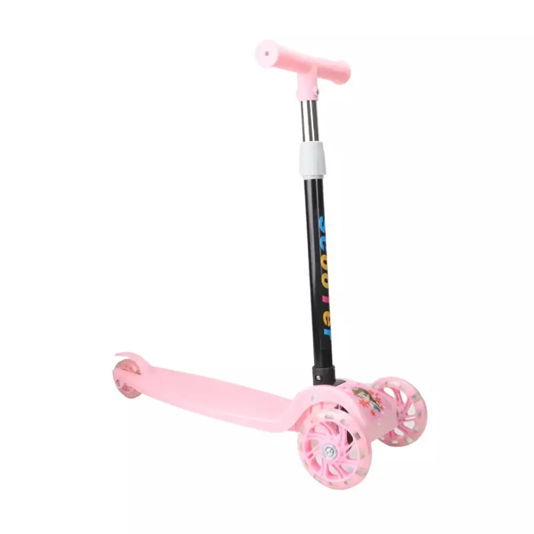 Foldable Skate Scooter With Triple Wheels & Adjustable Height, Push Scooter With Lighting Wheels