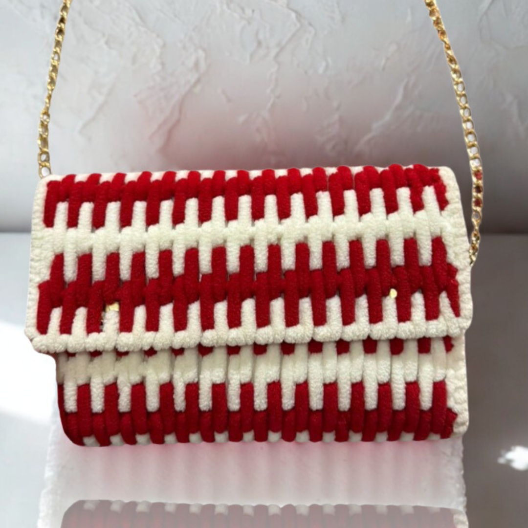 Velvet Solid Yarn Sling Bag by HM Apparels