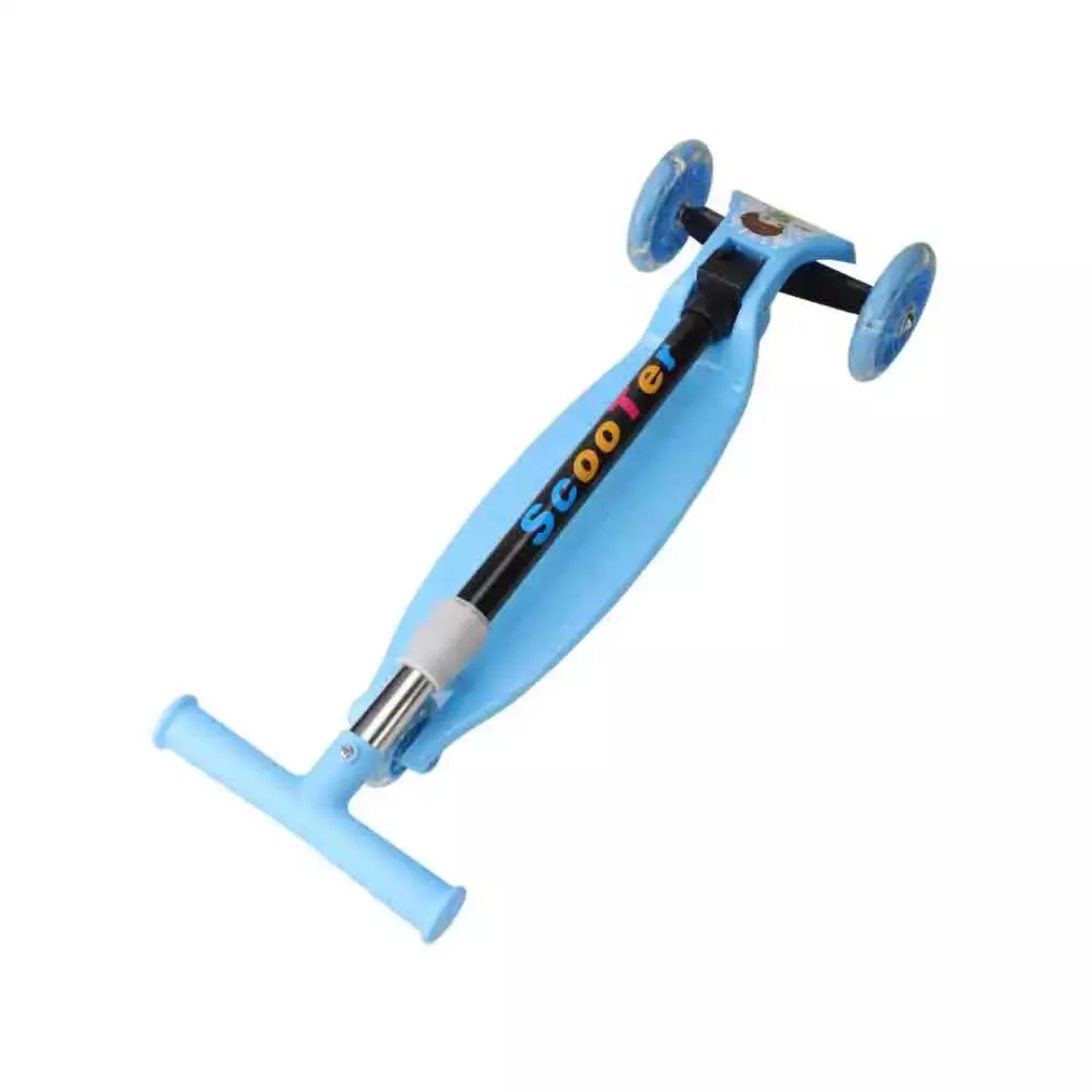 Foldable Skate Scooter With Triple Wheels & Adjustable Height, Push Scooter With Lighting Wheels