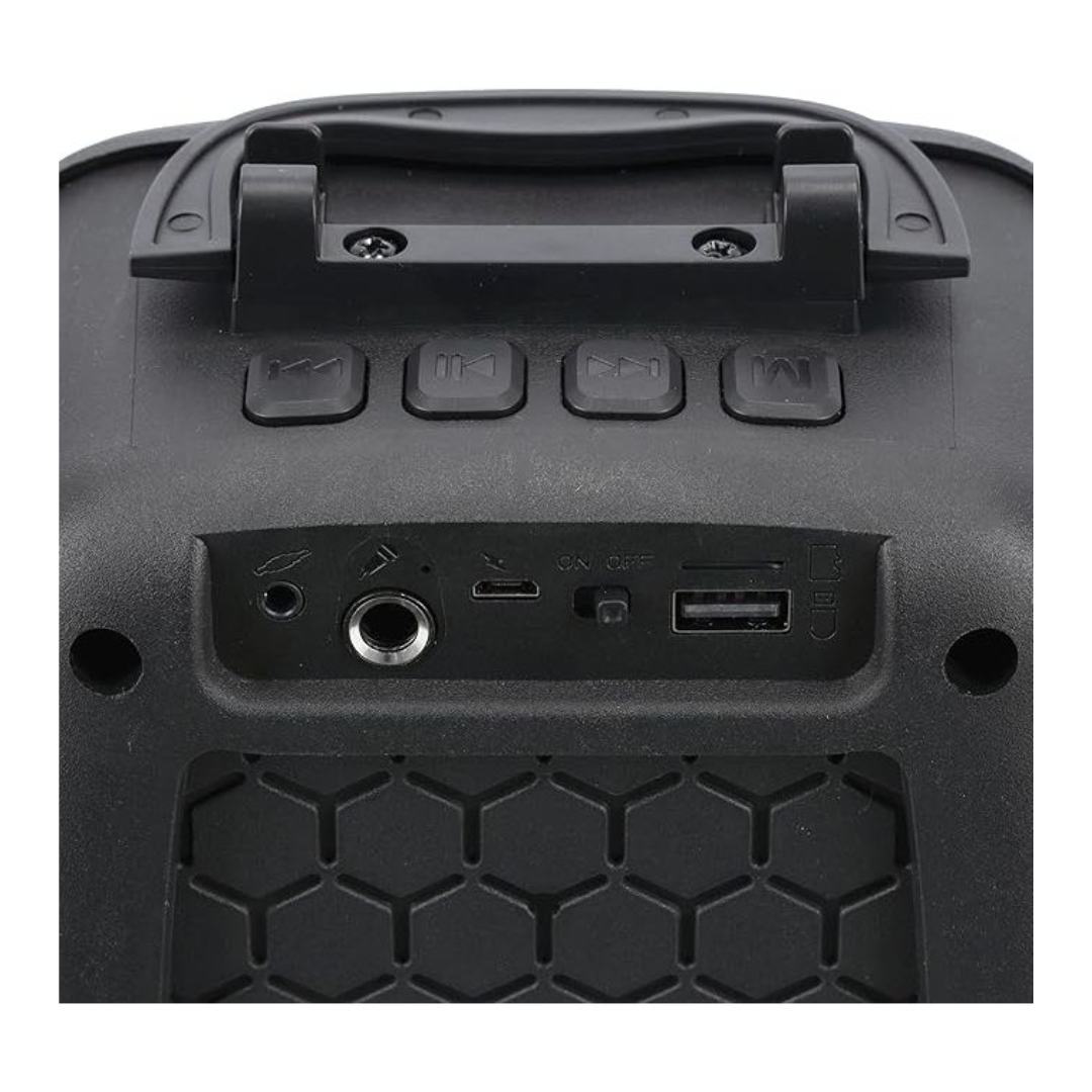 Geepas Portable Bluetooth Speaker, With Microphone, GMS11156 USB/TF/FM/AUX IN Large Circle Dazzle LED Light Portable & Lightweight Ideal For Home, Hotels & Outdoor Use, Black