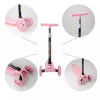 Foldable Skate Scooter With Triple Wheels & Adjustable Height, Push Scooter With Lighting Wheels