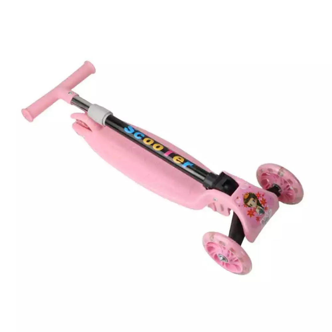 Foldable Skate Scooter With Triple Wheels & Adjustable Height, Push Scooter With Lighting Wheels