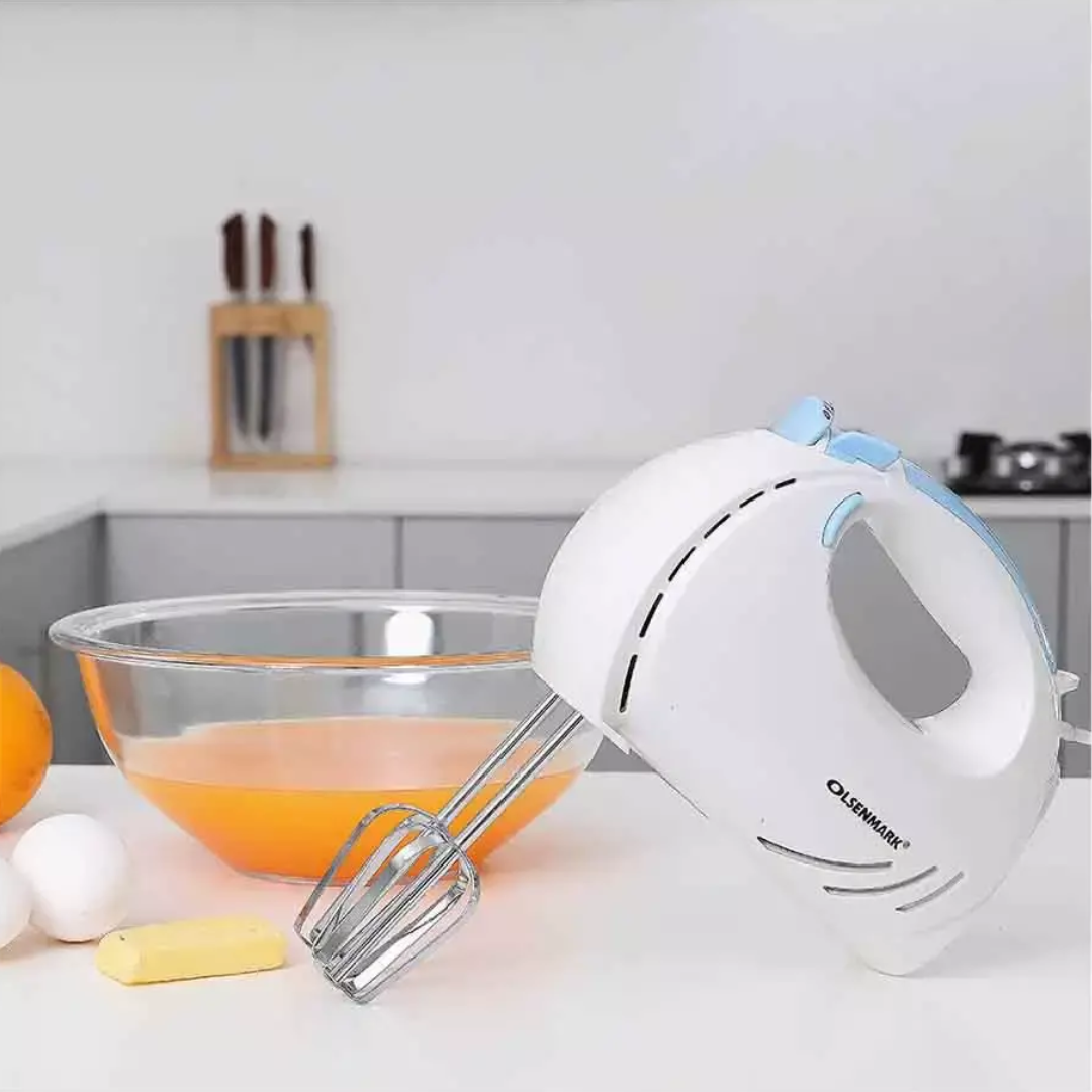 Olsenmark OMHM2348 Hand Mixer - 150W Powerful Motor + 7-Speed Settings + Includes 2 Beaters & 2 Dough Hooks