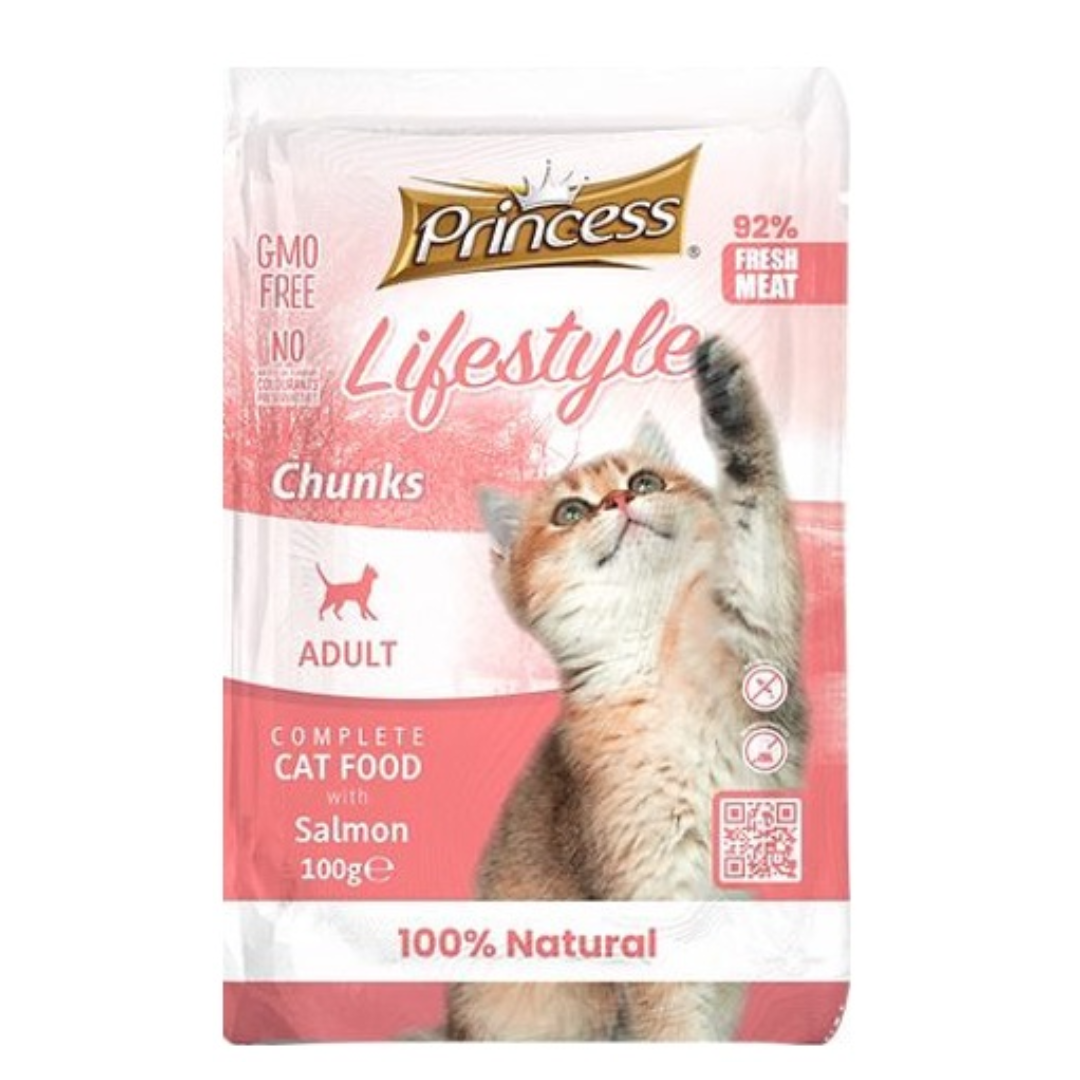 Princess Lifestyle Chunks Wet Food for Adult Cats - 100g pouch