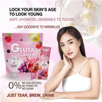 Manee Gluta Collagen Pink Grape Flavor | Glutathione, Marine Collagen & Antioxidant Beauty Drink (30 Sachets)