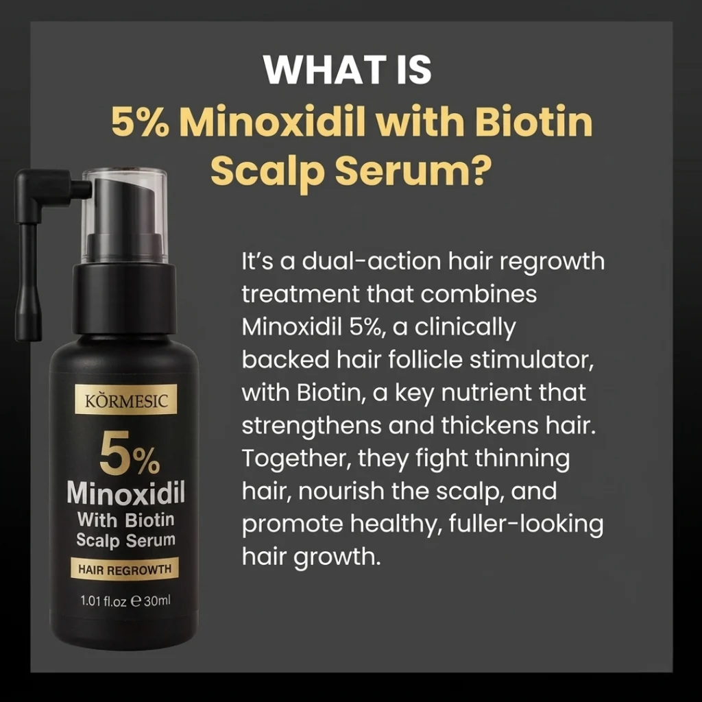 KORMESIC 5% Minoxidil with Biotin Scalp Serum – 30mL