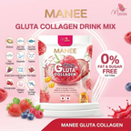 Manee Gluta Collagen Plus Raspberry Flavor | Glutathione & Collagen Beauty Drink (20 Sachets)