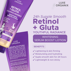 Luxe Organix Retinol + Gluta Youthful Radiance Whitening Serum Lotion - 350ml
