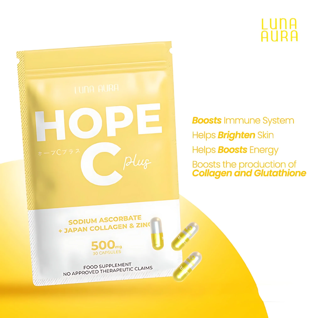 Luna Aura Hope C Plus – Sodium Ascorbate + Japan Collagen & Zinc (30 Capsules)