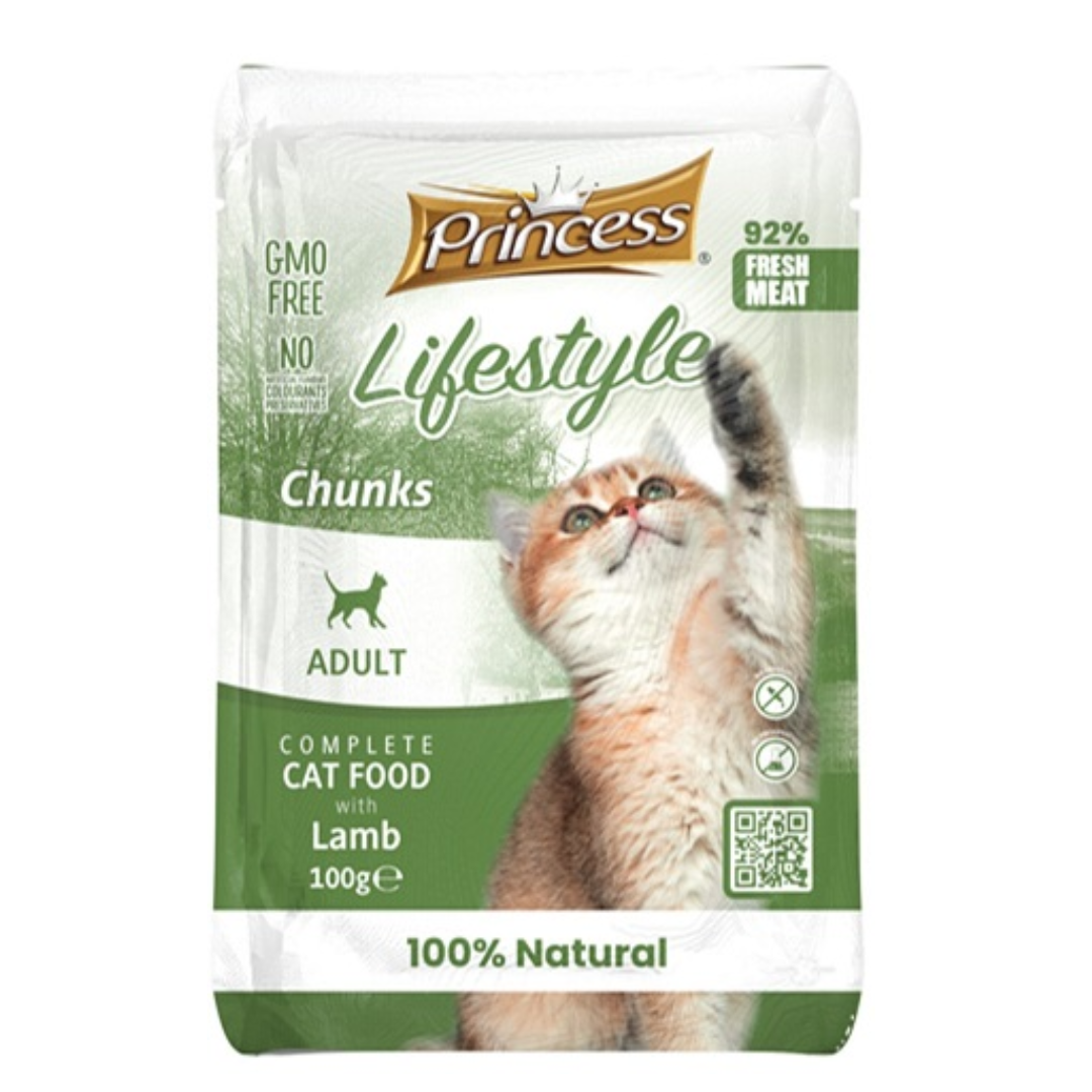 Princess Lifestyle Chunks Wet Food for Adult Cats - 100g pouch