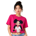 Women's Cartoon Graphic Crop T-Shirt – Free Size